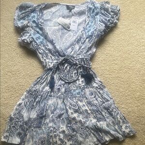 Zara Blue and White Patterned Dress